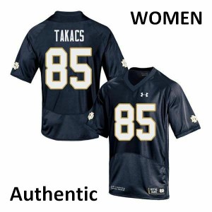 Women's George Takacs Navy University of Notre Dame #85 Authentic Player Jerseys