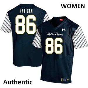 Women Conor Ratigan Navy Blue Notre Dame #86 Alternate Authentic Football Jerseys