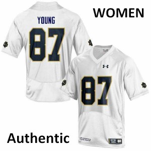 Women Michael Young White University of Notre Dame #87 Authentic Player Jersey