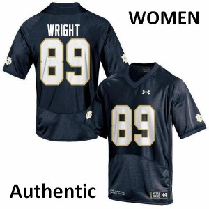 Womens Brock Wright Navy Blue University of Notre Dame #89 Authentic High School Jerseys