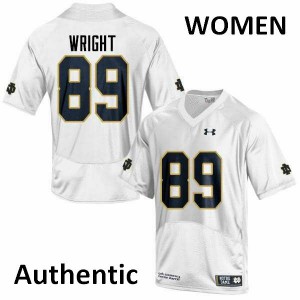 Women Brock Wright White Notre Dame #89 Authentic Official Jerseys