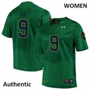 Women's Cam Hart Green Notre Dame #9 Authentic Official Jersey