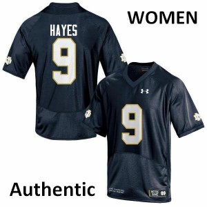 Womens Daelin Hayes Navy Blue UND #9 Authentic College Jersey
