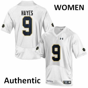 Women's Daelin Hayes White UND #9 Authentic Stitched Jersey