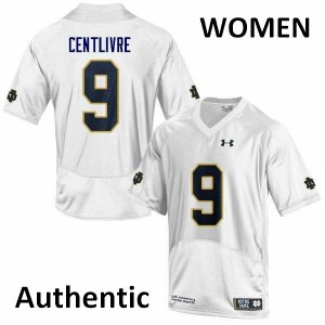 Women's Keenan Centlivre White Notre Dame Fighting Irish #9 Authentic NCAA Jerseys