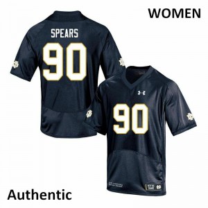 Womens Hunter Spears Navy UND #90 Authentic Stitch Jerseys