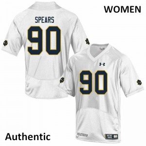 Womens Hunter Spears White UND #90 Authentic Embroidery Jersey