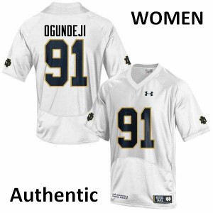 Womens Adetokunbo Ogundeji White Irish #91 Authentic NCAA Jersey