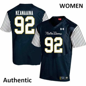 Womens Aidan Keanaaina Navy Blue Notre Dame #92 Alternate Authentic Stitched Jersey