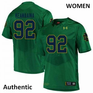 Womens Aidan Keanaaina Green Irish #92 Authentic University Jerseys