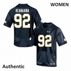 Women Aidan Keanaaina Navy Fighting Irish #92 Authentic Football Jersey