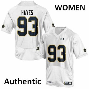Women's Jay Hayes White University of Notre Dame #93 Authentic Official Jerseys