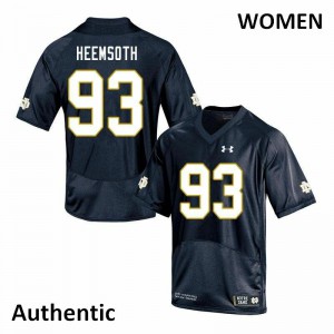 Women's Zane Heemsoth Navy UND #93 Authentic NCAA Jersey