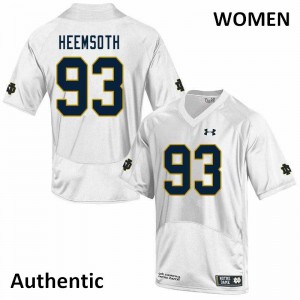 Women's Zane Heemsoth White UND #93 Authentic College Jerseys