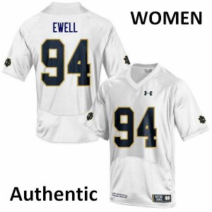 Women Darnell Ewell White Notre Dame Fighting Irish #94 Authentic Stitch Jersey