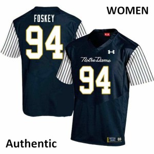Women's Isaiah Foskey Navy Blue Notre Dame Fighting Irish #94 Alternate Authentic University Jersey