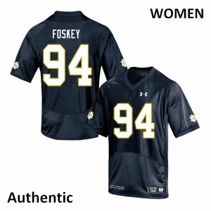 Women's Isaiah Foskey Navy University of Notre Dame #94 Authentic NCAA Jerseys