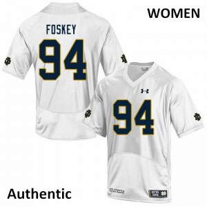 Women Isaiah Foskey White Irish #94 Authentic NCAA Jersey