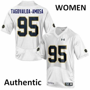 Womens Myron Tagovailoa-Amosa White Irish #95 Authentic Football Jersey