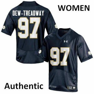 Women Micah Dew-Treadway Navy Blue Notre Dame #97 Authentic Player Jerseys
