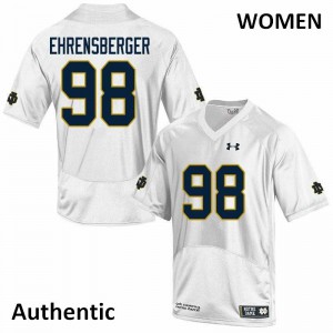 Women Alexander Ehrensberger White Notre Dame Fighting Irish #98 Authentic Stitched Jersey