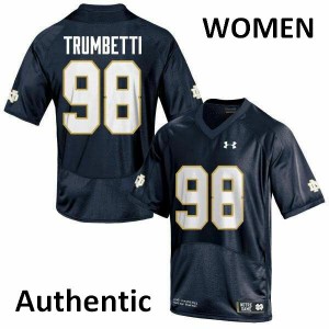 Women's Andrew Trumbetti Navy Blue Notre Dame #98 Authentic College Jerseys