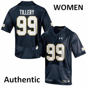 Women Jerry Tillery Navy Blue Notre Dame #99 Authentic University Jerseys