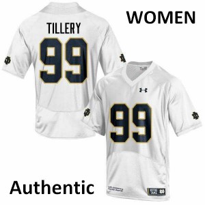 Women Jerry Tillery White Notre Dame #99 Authentic Player Jersey