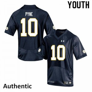 Youth Drew Pyne Navy UND #10 Authentic Player Jerseys