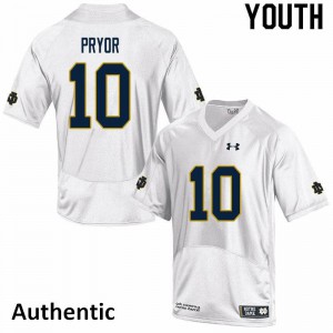 Youth Isaiah Pryor White Notre Dame #10 Authentic Stitch Jersey