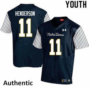 Youth Ramon Henderson Navy Blue Irish #11 Alternate Authentic University Jersey