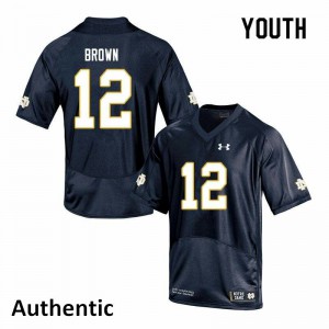 Youth DJ Brown Navy Notre Dame Fighting Irish #12 Authentic Official Jersey