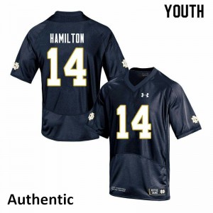Youth Kyle Hamilton Navy University of Notre Dame #14 Authentic High School Jerseys