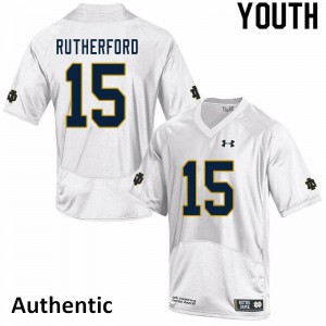 Youth Isaiah Rutherford White Irish #15 Authentic Stitch Jerseys