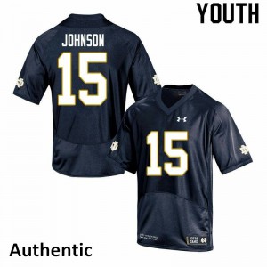 Youth Jordan Johnson Navy Notre Dame #15 Authentic Embroidery Jersey