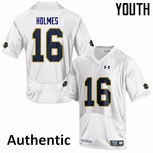 Youth C.J. Holmes White Notre Dame #16 Authentic NCAA Jersey