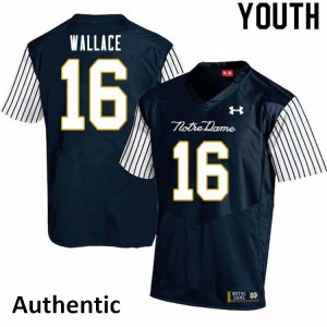 Youth KJ Wallace Navy Blue Notre Dame #16 Alternate Authentic Alumni Jerseys