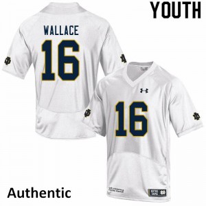 Youth KJ Wallace White Notre Dame #16 Authentic Player Jerseys