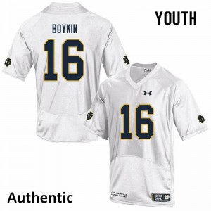 Youth Noah Boykin White Notre Dame Fighting Irish #16 Authentic College Jersey