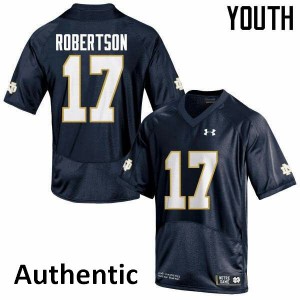 Youth Isaiah Robertson Navy Blue Irish #17 Authentic Stitched Jersey