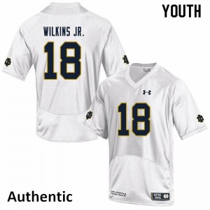 Youth Joe Wilkins Jr. White UND #18 Authentic Alumni Jerseys
