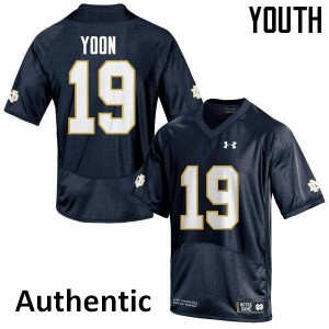 Youth Justin Yoon Navy Blue Irish #19 Authentic Player Jersey