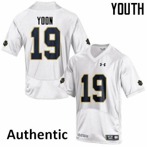 Youth Justin Yoon White UND #19 Authentic Football Jersey