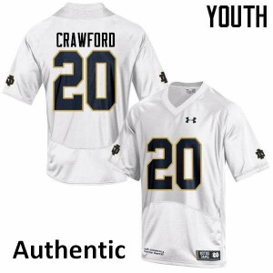 Youth Shaun Crawford White Notre Dame #20 Authentic Alumni Jersey