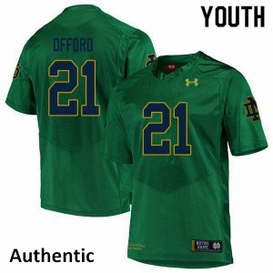 Youth Caleb Offord Green Notre Dame Fighting Irish #21 Authentic Football Jersey