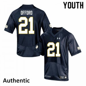 Youth Caleb Offord Navy Notre Dame Fighting Irish #21 Authentic High School Jerseys