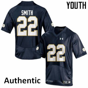 Youth Harrison Smith Navy Blue UND #22 Authentic Stitched Jersey