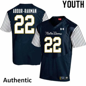 Youth Kendall Abdur-Rahman Navy Blue Notre Dame #22 Alternate Authentic Official Jersey