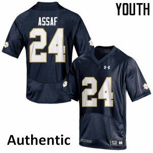 Youth Mick Assaf Navy Blue UND #24 Authentic Stitched Jerseys