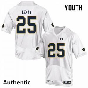 Youth Braden Lenzy White Notre Dame #25 Authentic Official Jerseys